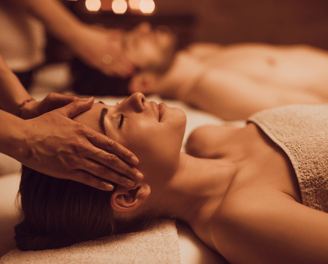 Couple enjoying duo massage during Ballarat Winter Festival 2025 – relaxing winter wellness experien