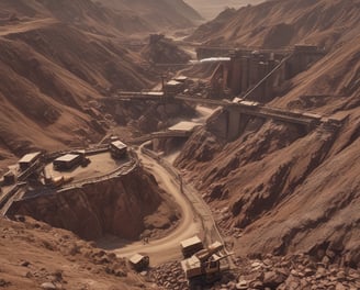 A large pile of metal scrap and debris is stacked outdoors. The metal pieces are of various shapes and sizes, with some showing signs of rust and wear. Sunlight is cast over the pile, highlighting the angular shapes and textures.