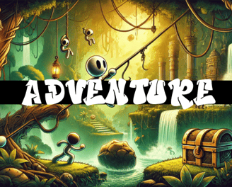 a cartoonish looking cartoonish looking adventure game with a man and a woman