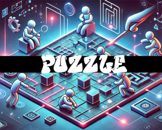 a puzzle board game with people playing a game