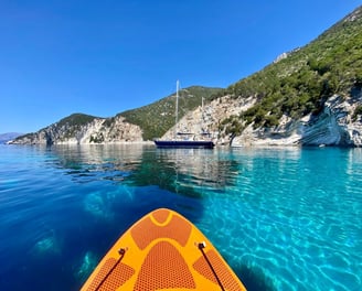 paddle boarding near Kefalonia in the Ionian Greek islands