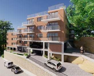 Strata remedial project: waterproofed rooftop terraces with glass balustrades, upgraded lobbies