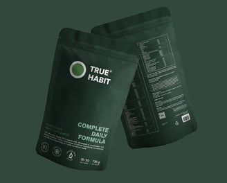 Truehabit pakuotė vaizdas iš  priekio ir galo
