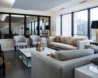 Comfortable patient lounge in central Lisbon fertility clinic
