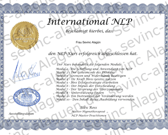 a certificate of the international nlp for neurolinguistic programming