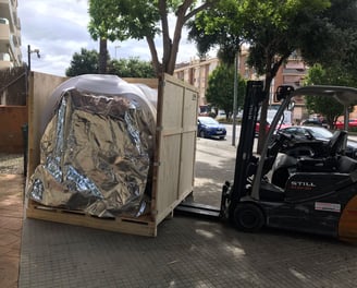 Cámara hiperbárica HE5000, descarga con grua