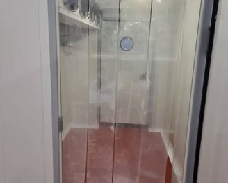 Blast chiller with two doors—one for entry and one for exit
