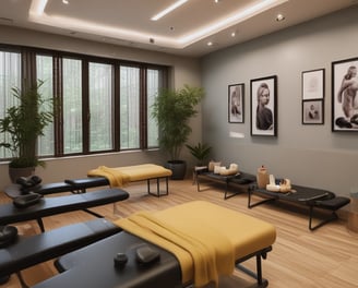 A modern gym outfitted with rows of treadmills and step machines, organized neatly in a spacious room with wooden floors. Large mirrors line the walls, enhancing the perception of space and reflecting the equipment.