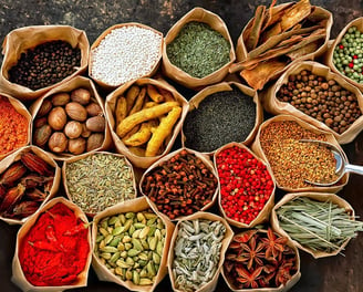 a bunch of different types of spices and spices