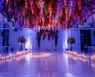 colourful hanging wisteria 