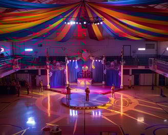 a circus act of circus performers performing on a circus