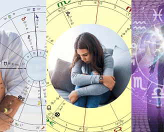a man and woman are holding hands and looking at a horoscoped ho