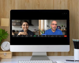 psychologist and patient in an online therapy session