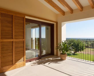 Persiana mallorquina reacondicionada y pintada - virutas ibiza