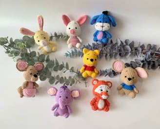 Winnie the Pooh stuffed animals, handmade crocheted animals