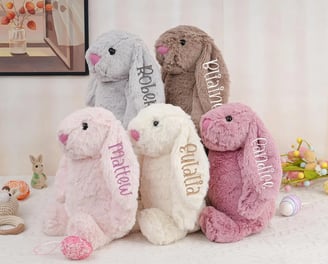 Personalized Embroidered Bunny Rabbit, Monogrammed Bunny, Newborn Baby Gift,Baby Shower Gift,Stuffed Animal,Plush Bunny Toy,G
