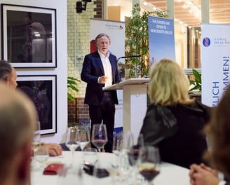 Philip Green giving a speech at a dinner at the Australian Embassy in Berlin.