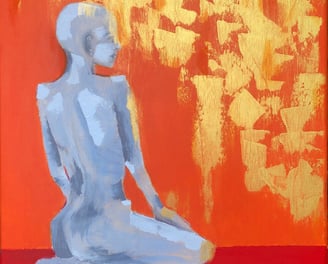 a painting of a very thin woman 