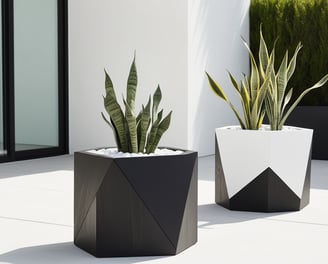 modern wooden geometric planter