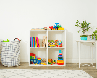 An organized colorful play space