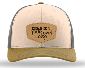 a hat - cap - cap - style design on a beige and tan leather baseball
