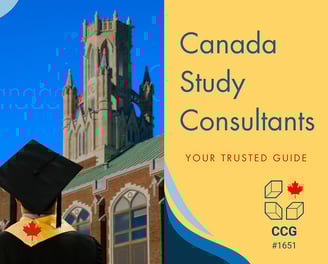 a graduate student with a graduation cap. test reads Canada Study Consultants - your trusted guide