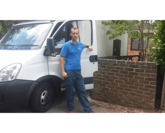 Tomasz with a Luton Van