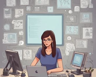 femlme qui travaille sur facebook insta et linkedin screen