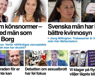 Bild från Expressen. Mest lästa artiklar. Jiang Millington mest läst och näst mest läst samtidigt