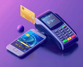 a cell phone with a credit card and a credit card