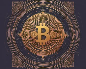 Two virtual coins, one gold with a bear symbol and another pink featuring a triangular logo, are positioned against a backdrop of interconnected digital nodes. The image conveys a futuristic and technological ambiance.