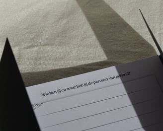 Opgeslagen Herinner Samen bundel met schrijfpapier.