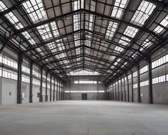 A person wearing a red helmet and a fire jacket stands in front of a large backdrop, possibly a building or construction site. A red fire truck is partially visible behind the person, along with metal scaffolding.