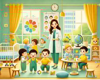 ✅ Giáo viên hướng dẫn trẻ chậm nói tập phát âm tại trung tâm can thiệp sớm.