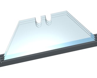 a glass display case with a clear glass top