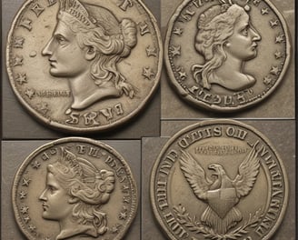 Six silver coins are lined up horizontally against a plain white background. Each coin features a profile portrait on one side, indicating heads side, and belongs to different years.