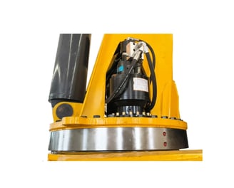Robust turntable slewing ring on a Zorylift crane, ensuring smooth 360-degree rotation for a wide work area.
