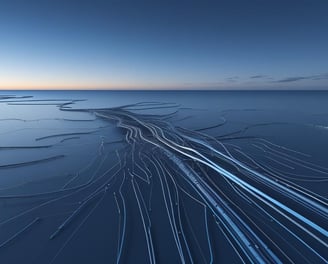 a view of a body of water with a train track running through it