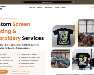 garmentdecor.com homepage screenshot