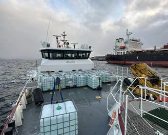 a large container of water on a boat