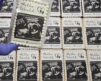 Edible printed baby birth cookies perfect for celebrating a newborn and sharing the joyful news with family and friends