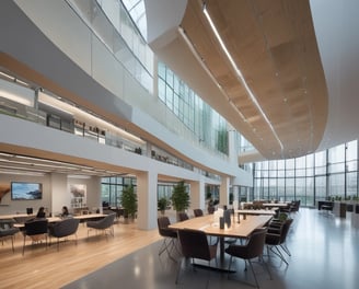 A building with design optimized for health and wellbeing - lighting design simulation