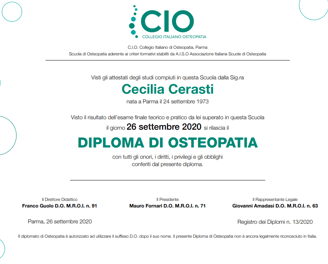 CIO DIPLOMA OSTEOPATIA