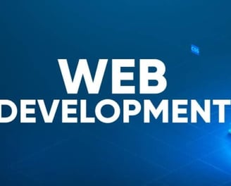 Blue color backgroud with white text web development pic