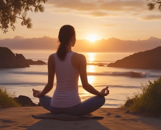 A group of people practicing yoga outdoors, sitting cross-legged with eyes closed. Each person appears to be focused and relaxed. There are trees in the background, indicating a peaceful and natural setting.
