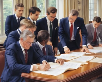 a woman sitting at a table with lots of papers