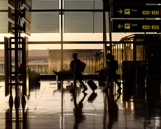 Airport poeple walking