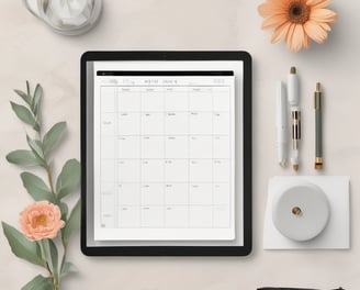 a tablet with a calendar and a pen and a pen