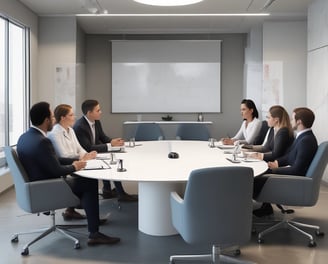 A professional consultation setting with a medical professional sitting at a desk facing a client. The room has a modern aesthetic with white walls decorated with framed certificates. The desk is organized with office supplies, a laptop, and a fruit bowl in the center.