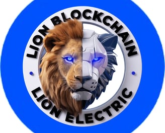 a lion head with a lion head in the middle of a circular blue circle